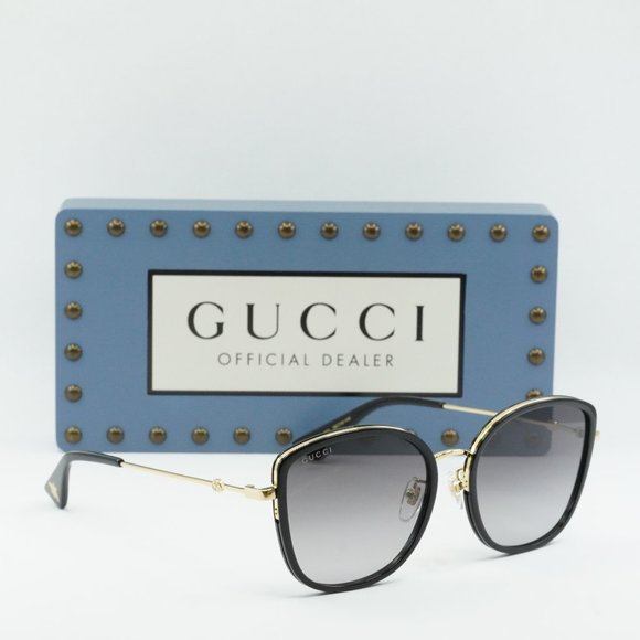 Gucci GG0606SK 001 Square Sunglasses - Black/Gold/Grey - Picture 10 of 10